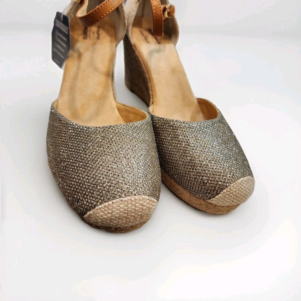 Sonoma Gooseberry Wedge Shoes Dress Sandals Women’s Size 9.5 Gold Shiny New - Picture 4 of 13